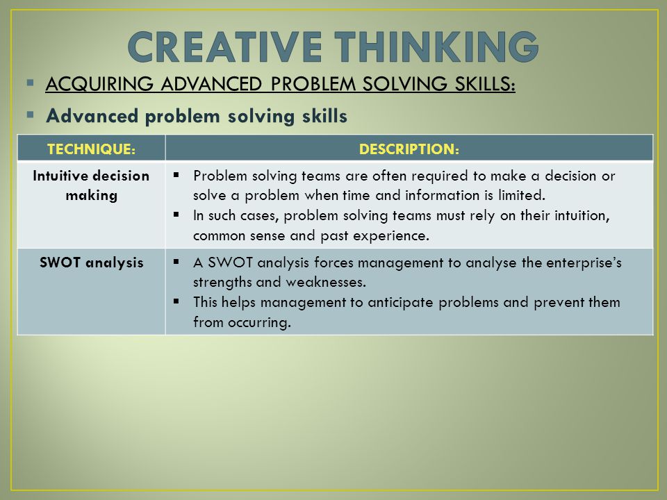 creative thinking problem solving & decision making